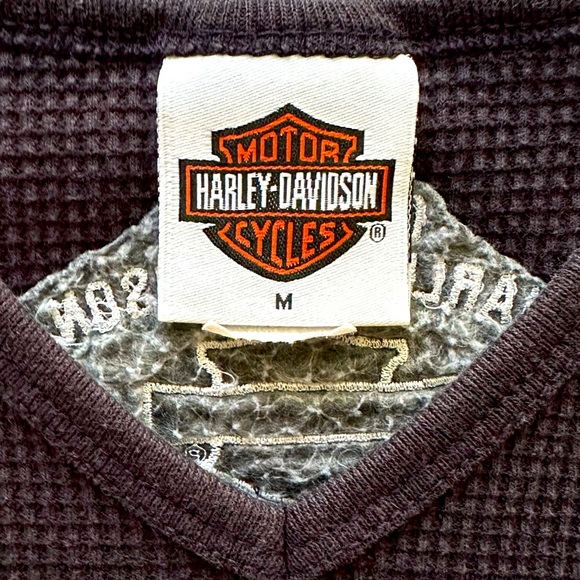 Harley Davidson black baby tee crop top waffle weave Orlando, FL biker chopper M - Picture 3 of 6